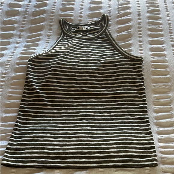 Madewell Tops - Madewell sage green and beight Striped Tank Top